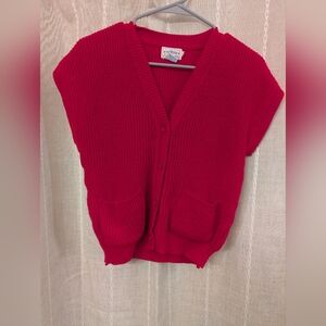 Eclipse Bright Red Knit Button-Front Sweater Vest